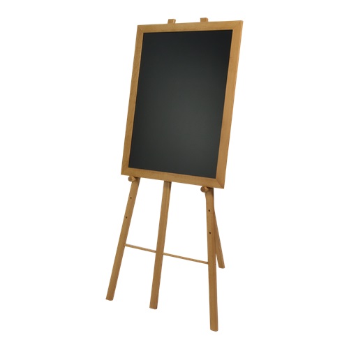 [15259] Staffeli til kridtmarker, vægskilte (40+ cm) med fire justerbare positioner, Securit, 165x60x63 cm, fyrretræ, teak, (1 stk.)