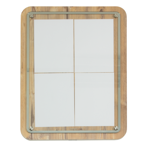 [15292] LED Lys-displaykasse, Securit, "Glass star", inkl. strømkabel, 4xA4, 74,4x57x3 cm, træ/glas, egetræsfarvet, (1 stk.)