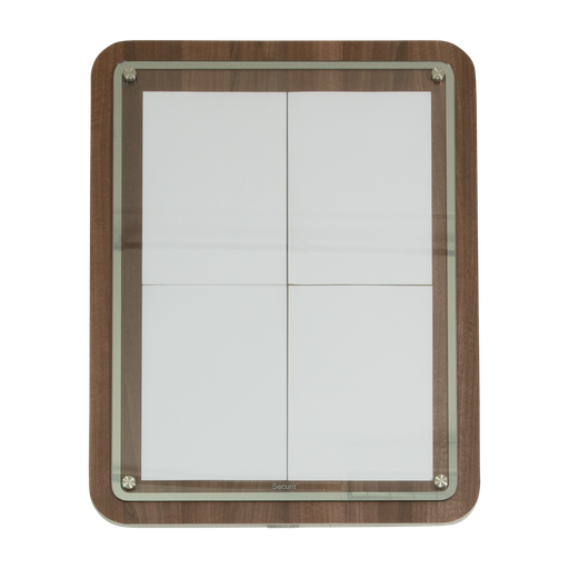 [15293] LED Lys-displaykasse, Securit, "Glass star", inkl. strømkabel, 4xA4, 74,4x57x3 cm, træ/glas, valnøddefarvet, (1 stk.)
