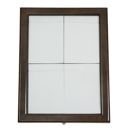 [15301] LED Lys-displaykasse, Securit, "Classic", inkl. strømstik, 4xA4, 69,7x53,3x5,5 cm, vejrbestandigt lakeret træ/glas, mørkebrun, (1 stk.)