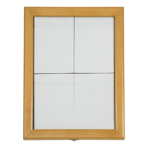 [15302] LED Lys-displaykasse, Securit, "Classic", inkl. strømstik, 4xA4, 69,7x53,3x5,5 cm, vejrbestandigt lakeret træ/glas, teakfarvet, (1 stk.)