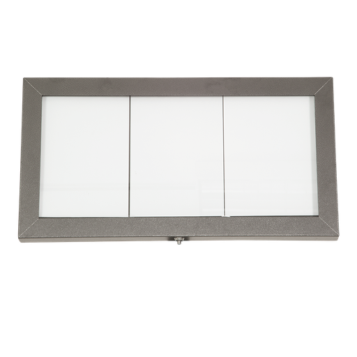 [15316] LED Lys-displaykasse, Securit, coated steel,  inkl. stømstik, 3xA4, lakeret stål, 38,6x71,7x7,4 cm, stål/glas, sort, (1 stk.)