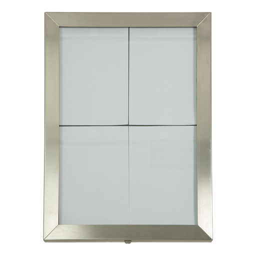 [15317] LED Lys-displaykasse, Securit, "Classic", inkl. strømstik, 4xA4, 69,7x53,3x5,5 cm, vejrbestandigt stål, (1 stk.)