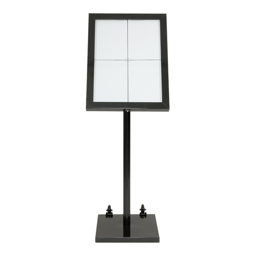 [15318] LED Lys-display med stander, Securit, "Black Star", inkl. strømkabel, 4xA4, 138x50x40 cm, lakeret stål, sort, (1 stk.) 