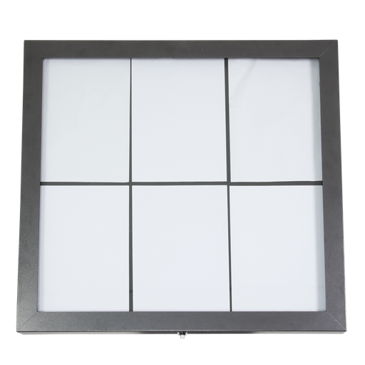 [15319] LED Lys-displaykasse, Securit, coated steel, inkl. Strømstik, 67,2x70,2x4,6 cm, 6xA4, lakeret stål, sort, (1 stk.)