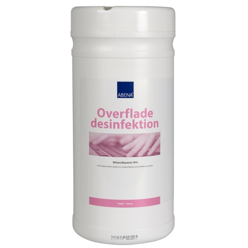 [10886] Desinfektionsservietter til overflader, ABENA, 70% ethanol, dispenserbox med 150 servietter, (6 stk.)