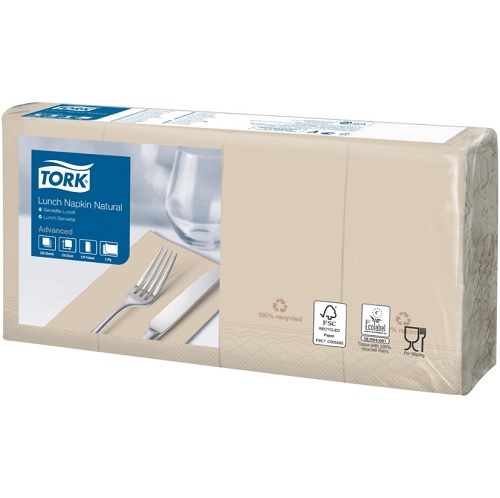 [10892] Frokostserviet, Tork Advanced, 2-lags, 1/8 fold, 33x33cm, natur, genbrugspapir, (2000 stk.)