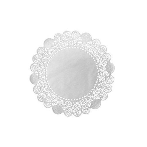 [16113] Mellemlægsserviet, kagepapir, Doilies, rund, 12cm, hvid, Duni, (2000 stk.)