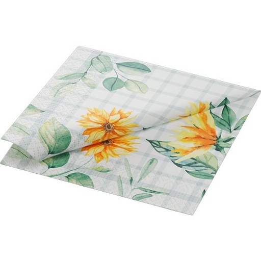 [16174] Frokostserviet, 3-lags, 33x33cm, "Sunflower day", Duni, (500 stk.)
