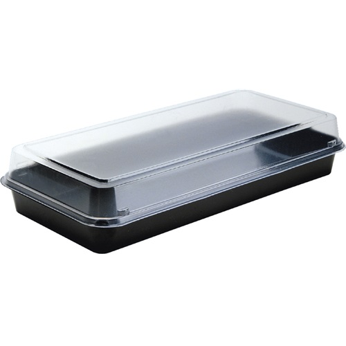 [16293] Sushiboks, PS, sort/transparent, 270x135x54mm, Duni, (160 stk.)