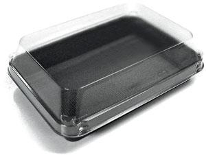 [16309] Sushiboks, PS, sort/transparent, 185x134x54mm, Duni, (200 stk.)