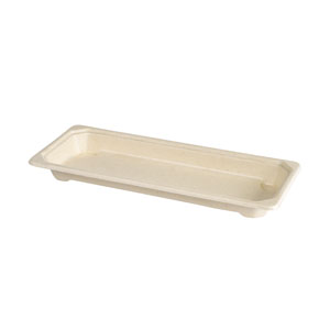 [16310] Sushibakke, bagasse/PLA, slim, lang udgave, til 6-8 stk, Duni, (400 stk.)