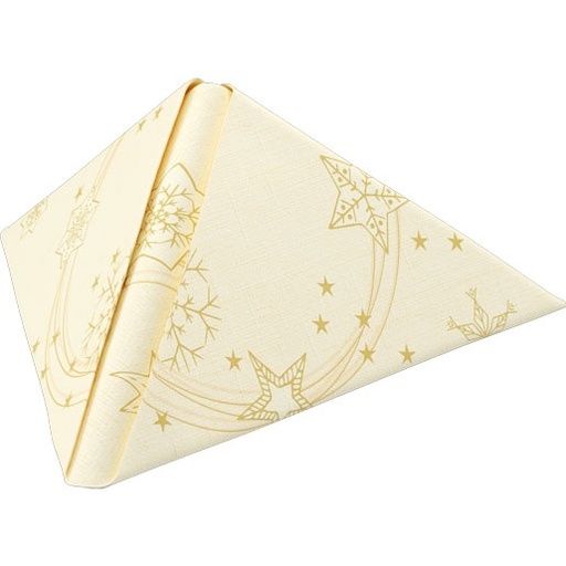 [16342] Middagsserviet, Dunilin, 40x40cm, "Star Shine Cream", Duni, (225 stk.)