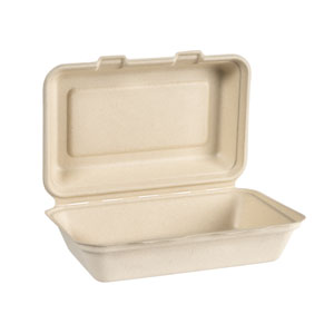 (ARKIVERET) Boks med hængslet låg, bagasse, brun, 1000ml, Duni, (500 stk.)